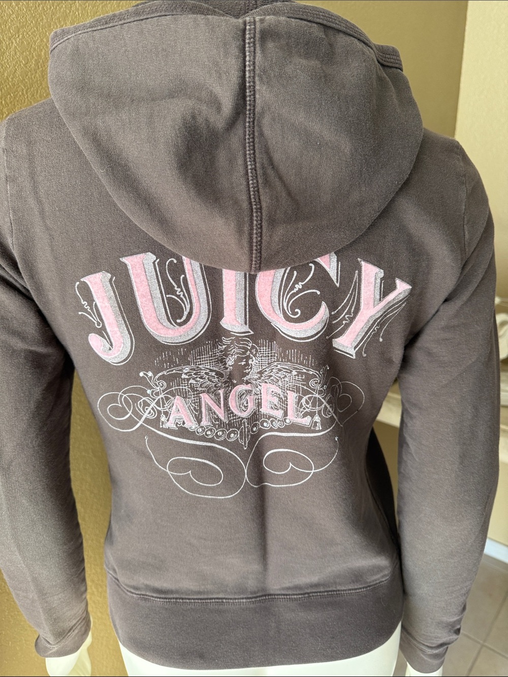 Juicy Couture Brown Hoodie with Pink and White Back Logo